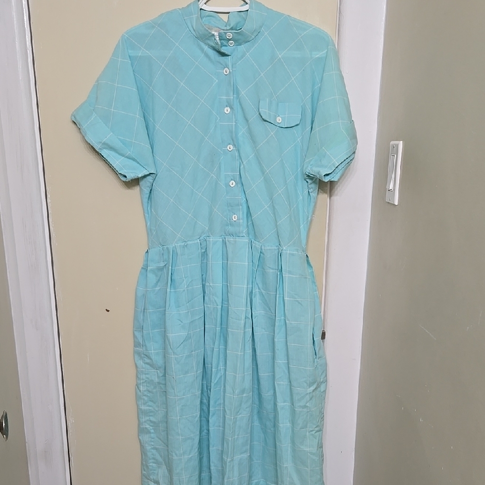 Green Pleated Puff Sleeve Sundress